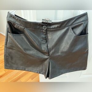 Zara Black Faux Leather High-Waist Women's Shorts NWT